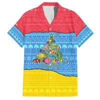 Aruba Christmas Family Matching Puletasi and Hawaiian Shirt with Fish Christmas Tree Aruba Flag and Red Blue Yellow Tropical Pattern Design - Wonder Print Shop