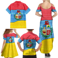Aruba Christmas Family Matching Summer Maxi Dress and Hawaiian Shirt with Fish Christmas Tree Aruba Flag and Red Blue Yellow Tropical Pattern Design - Wonder Print Shop