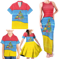 Aruba Christmas Family Matching Tank Maxi Dress and Hawaiian Shirt with Fish Christmas Tree Aruba Flag and Red Blue Yellow Tropical Pattern Design - Wonder Print Shop