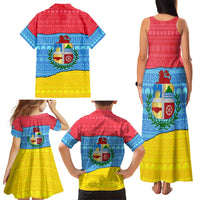 Aruba Christmas Family Matching Tank Maxi Dress and Hawaiian Shirt with Fish Christmas Tree Aruba Flag and Red Blue Yellow Tropical Pattern Design - Wonder Print Shop