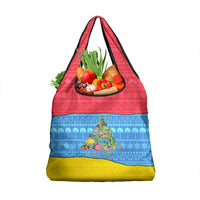 Aruba Christmas Grocery Bag with Fish Christmas Tree Aruba Flag and Red Blue Yellow Tropical Pattern Design - Wonder Print Shop