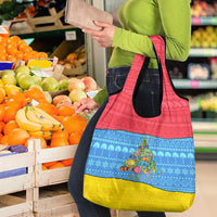 Aruba Christmas Grocery Bag with Fish Christmas Tree Aruba Flag and Red Blue Yellow Tropical Pattern Design - Wonder Print Shop