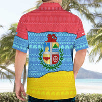 Aruba Christmas Hawaiian Shirt with Fish Christmas Tree Aruba Flag and Red Blue Yellow Tropical Pattern Design - Wonder Print Shop