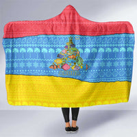 Aruba Christmas Hooded Blanket with Fish Christmas Tree Aruba Flag and Red Blue Yellow Tropical Pattern Design - Wonder Print Shop