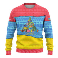 Aruba Christmas Ugly Christmas Sweater with Fish Christmas Tree Aruba Flag and Red Blue Yellow Tropical Pattern Design - Wonder Print Shop
