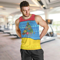 Aruba Christmas Men Tank Top with Fish Christmas Tree Aruba Flag and Red Blue Yellow Tropical Pattern Design - Wonder Print Shop