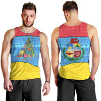 Aruba Christmas Men Tank Top with Fish Christmas Tree Aruba Flag and Red Blue Yellow Tropical Pattern Design - Wonder Print Shop