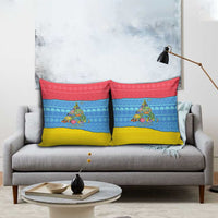 Aruba Christmas Pillow Cover with Fish Christmas Tree Aruba Flag and Red Blue Yellow Tropical Pattern Design - Wonder Print Shop