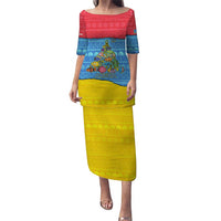 Aruba Christmas Puletasi with Fish Christmas Tree Aruba Flag and Red Blue Yellow Tropical Pattern Design - Wonder Print Shop