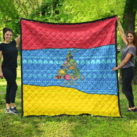 Aruba Christmas Quilt with Fish Christmas Tree Aruba Flag and Red Blue Yellow Tropical Pattern Design - Wonder Print Shop