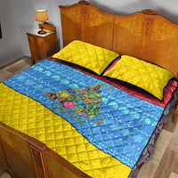 Aruba Christmas Quilt Bed Set with Fish Christmas Tree Aruba Flag and Red Blue Yellow Tropical Pattern Design - Wonder Print Shop