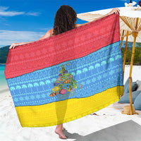Aruba Christmas Sarong with Fish Christmas Tree Aruba Flag and Red Blue Yellow Tropical Pattern Design - Wonder Print Shop