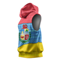 Aruba Christmas Sleeveless Hoodie with Fish Christmas Tree Aruba Flag and Red Blue Yellow Tropical Pattern Design - Wonder Print Shop