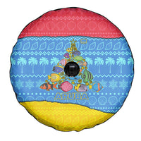 Aruba Christmas Spare Tire Cover with Fish Christmas Tree Aruba Flag and Red Blue Yellow Tropical Pattern Design - Wonder Print Shop
