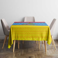 Aruba Christmas Tablecloth with Fish Christmas Tree Aruba Flag and Red Blue Yellow Tropical Pattern Design - Wonder Print Shop