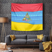 Aruba Christmas Tapestry with Fish Christmas Tree Aruba Flag and Red Blue Yellow Tropical Pattern Design - Wonder Print Shop