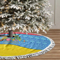Aruba Christmas Tree Skirt with Fish Christmas Tree Aruba Flag and Red Blue Yellow Tropical Pattern Design - Wonder Print Shop