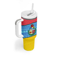 Aruba Christmas Tumbler With Handle with Fish Christmas Tree Aruba Flag and Red Blue Yellow Tropical Pattern Design - Wonder Print Shop