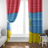 Aruba Christmas Window Curtain with Fish Christmas Tree Aruba Flag and Red Blue Yellow Tropical Pattern Design - Wonder Print Shop