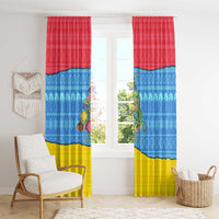 Aruba Christmas Window Curtain with Fish Christmas Tree Aruba Flag and Red Blue Yellow Tropical Pattern Design - Wonder Print Shop