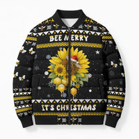 Bee Merry Its Time Christmas Bomber Puffer Jacket Xmas Holiday Patterns - Wonder Print Shop