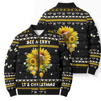 Bee Merry Its Time Christmas Bomber Puffer Jacket Xmas Holiday Patterns - Wonder Print Shop