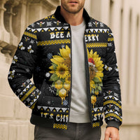 Bee Merry Its Time Christmas Bomber Puffer Jacket Xmas Holiday Patterns - Wonder Print Shop