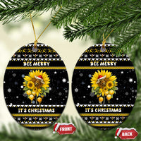 Bee Merry Its Time Christmas Ceramic Ornament Xmas Holiday Patterns - Wonder Print Shop