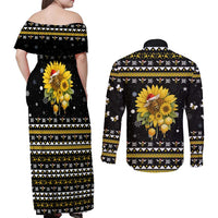 Bee Merry Its Time Christmas Couples Matching Off Shoulder Maxi Dress and Long Sleeve Button Shirt Xmas Holiday Patterns - Wonder Print Shop