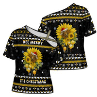 Bee Merry Its Time Christmas Cross Shoulder Shirt Xmas Holiday Patterns - Wonder Print Shop