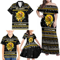 Bee Merry Its Time Christmas Family Matching Off Shoulder Maxi Dress and Hawaiian Shirt Xmas Holiday Patterns - Wonder Print Shop