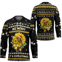 Bee Merry Its Time Christmas Hockey Jersey Xmas Holiday Patterns - Wonder Print Shop
