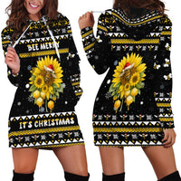 Bee Merry Its Time Christmas Hoodie Dress Xmas Holiday Patterns - Wonder Print Shop
