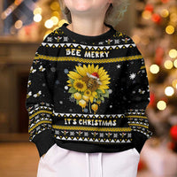 Bee Merry Its Time Christmas Kid Ugly Christmas Sweater Xmas Holiday Patterns - Wonder Print Shop