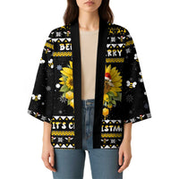 Bee Merry Its Time Christmas Kimono Xmas Holiday Patterns - Wonder Print Shop