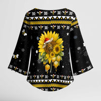 Bee Merry Its Time Christmas Kimono Sleeve Blouse Xmas Holiday Patterns - Wonder Print Shop