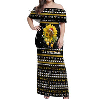 Bee Merry Its Time Christmas Off Shoulder Maxi Dress Xmas Holiday Patterns - Wonder Print Shop