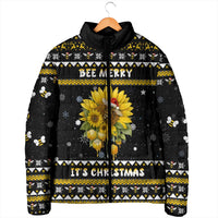 Bee Merry Its Time Christmas Padded Jacket Xmas Holiday Patterns - Wonder Print Shop