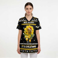 Bee Merry Its Time Christmas Scrub Top Xmas Holiday Patterns - Wonder Print Shop