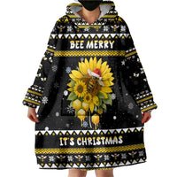 Bee Merry Its Time Christmas Wearable Blanket Hoodie Xmas Holiday Patterns - Wonder Print Shop