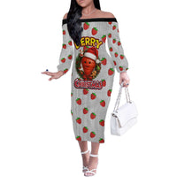 Berry ChristmasYall Christmas Family Matching Off The Shoulder Long Sleeve Dress and Hawaiian Shirt Xmas Holiday Patterns - Wonder Print Shop