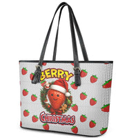 Berry ChristmasYall Christmas Leather Tote Bag Xmas Holiday Patterns - Wonder Print Shop