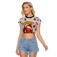 Berry ChristmasYall Christmas Raglan Cropped T Shirt Xmas Holiday Patterns - Wonder Print Shop