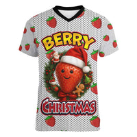 Berry ChristmasYall Christmas Women V-Neck T-Shirt Xmas Holiday Patterns - Wonder Print Shop