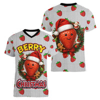 Berry ChristmasYall Christmas Women V-Neck T-Shirt Xmas Holiday Patterns - Wonder Print Shop
