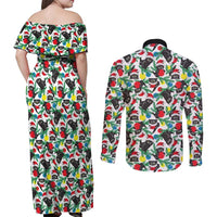 Black Cat Christmas Christmas Couples Matching Off Shoulder Maxi Dress and Long Sleeve Button Shirt Xmas Holiday Patterns - Wonder Print Shop
