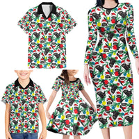Black Cat Christmas Christmas Family Matching Long Sleeve Bodycon Dress and Hawaiian Shirt Xmas Holiday Patterns - Wonder Print Shop