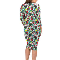 Black Cat Christmas Christmas Family Matching Long Sleeve Bodycon Dress and Hawaiian Shirt Xmas Holiday Patterns - Wonder Print Shop