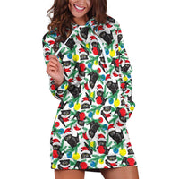 Black Cat Christmas Christmas Hoodie Dress Xmas Holiday Patterns - Wonder Print Shop
