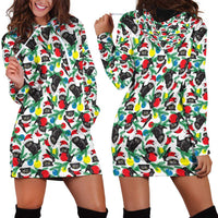 Black Cat Christmas Christmas Hoodie Dress Xmas Holiday Patterns - Wonder Print Shop